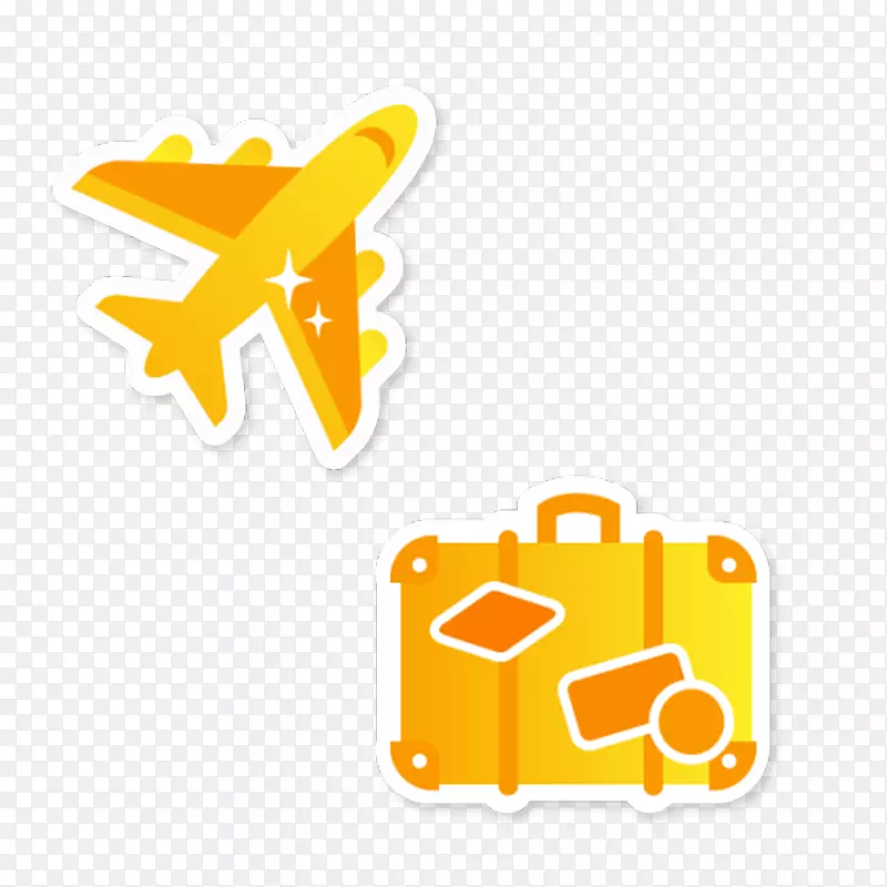 苹果图标图像格式下载图标-金色卡通飞机行李箱