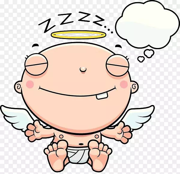 卡通版税-免费婴儿插图-天使婴儿睡眠