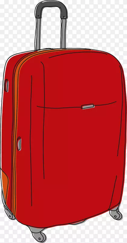 手提箱行李图.手绘红色手提箱