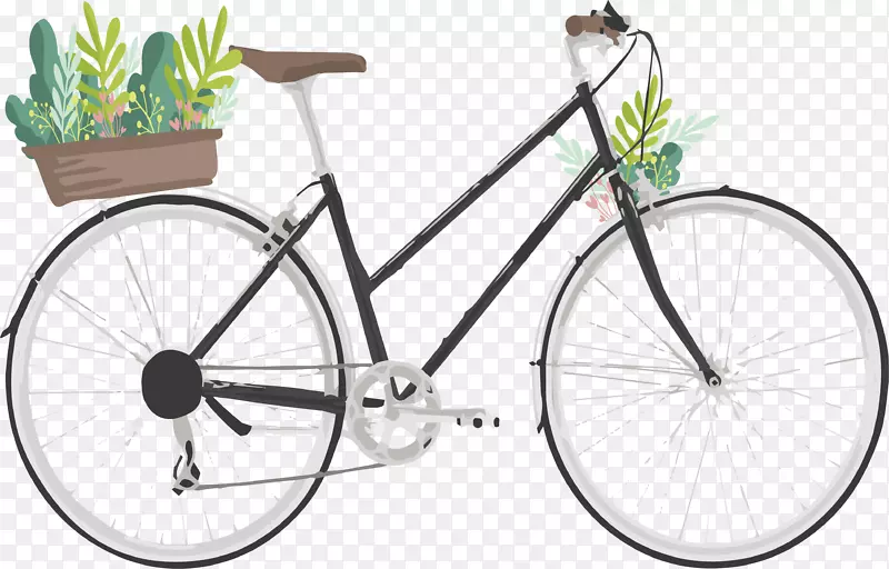 电动自行车-一种带有盆栽植物的自行车