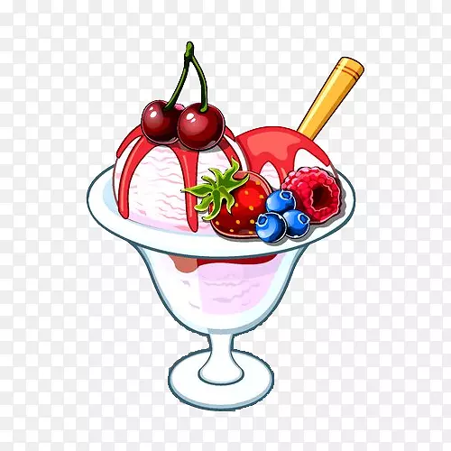 自制冰淇淋制造商冷冻酸奶漩涡：小点樱桃草莓冰淇淋