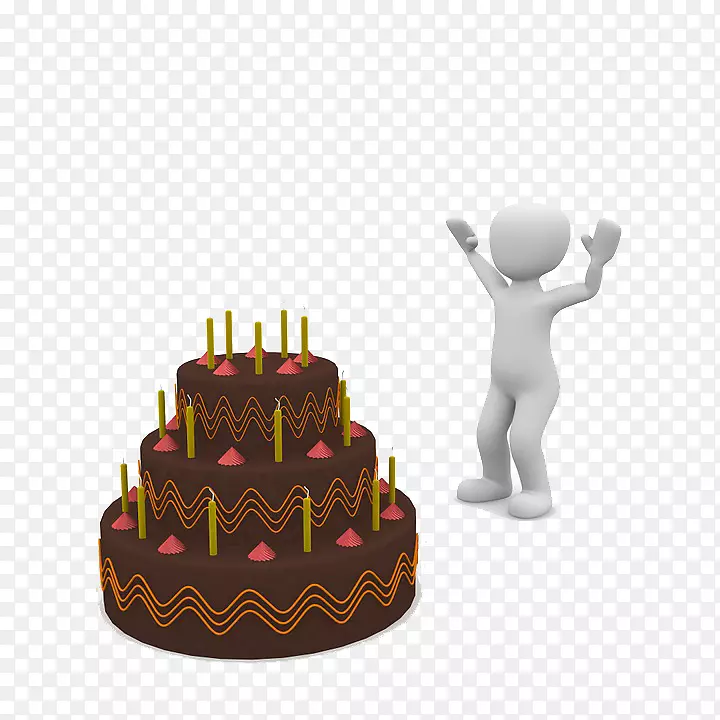生日蛋糕巧克力蛋糕插图-生日卡通版