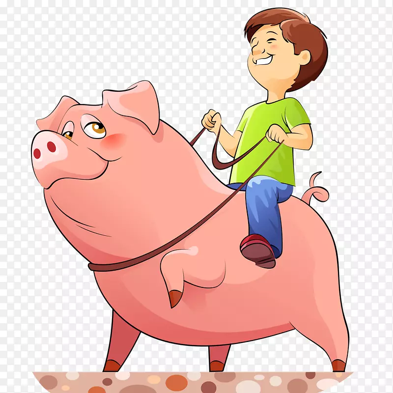 国内猪卡通免版画插图-手绘猪