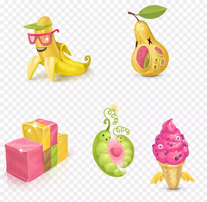 苹果图标图像格式像素图标-可爱的卡通梨水果香蕉冰淇淋