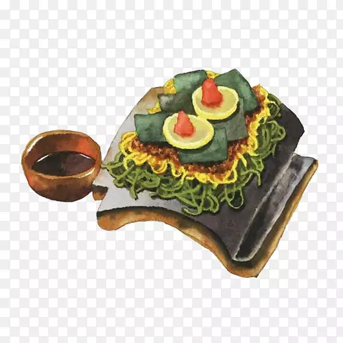 寿司生鱼片意大利面吉姆巴普千层面寿司面食手绘材料图片