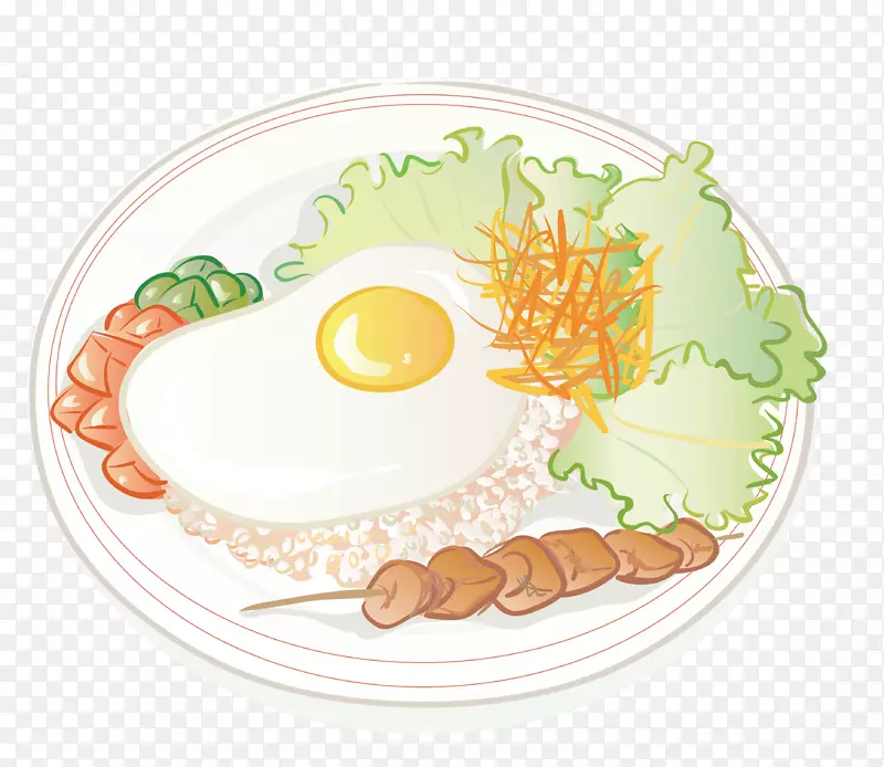 料理早餐食品-卡通米
