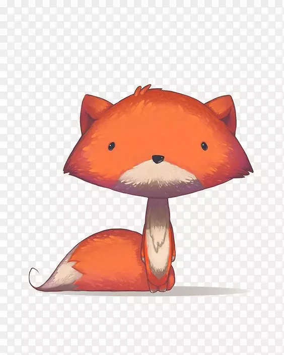 红狐水彩画插图-小狐狸