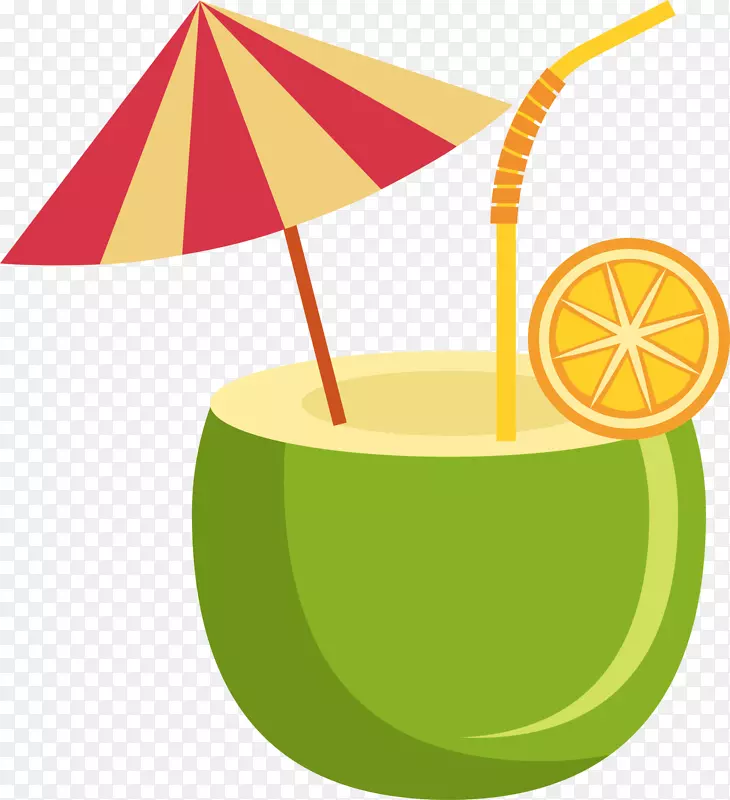 橙汁，椰奶，椰子水-绿色卡通椰汁