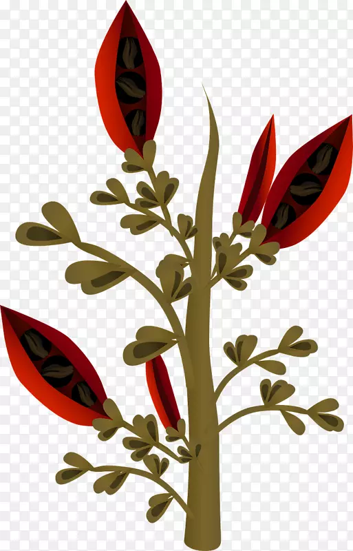 种子植物剪贴画-红色植物