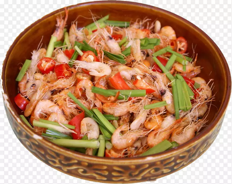 将泰国加勒比菜、泰国料理虾和对虾做成油炸虾。