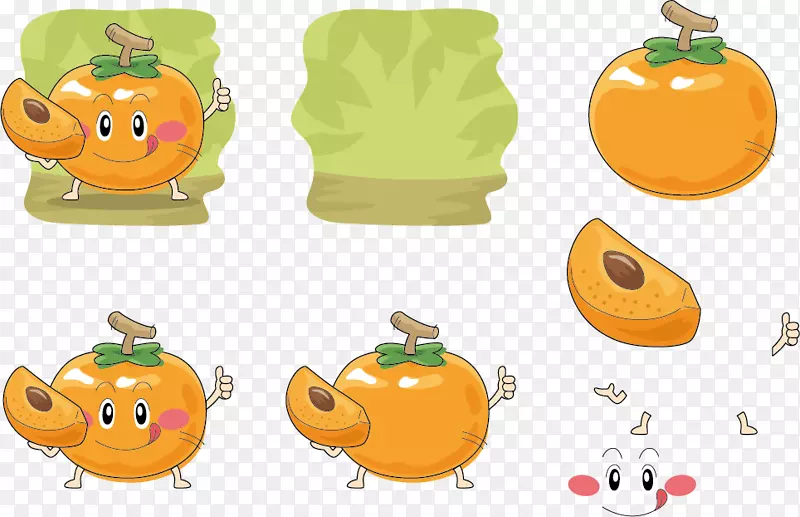 卡通水果插图-美味柿子表达载体