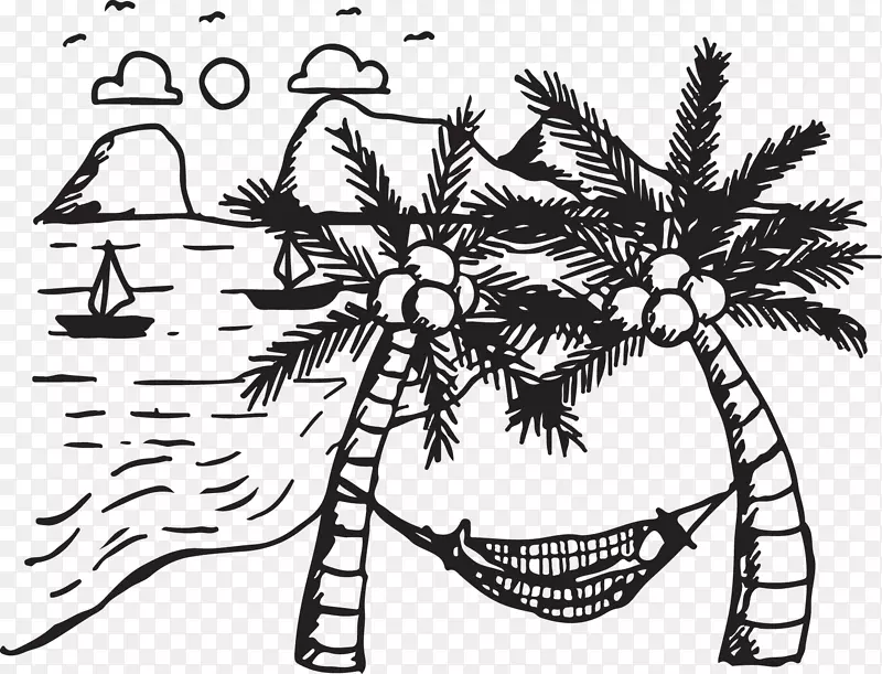 椰子树槟榔科绘图椰子树吊床