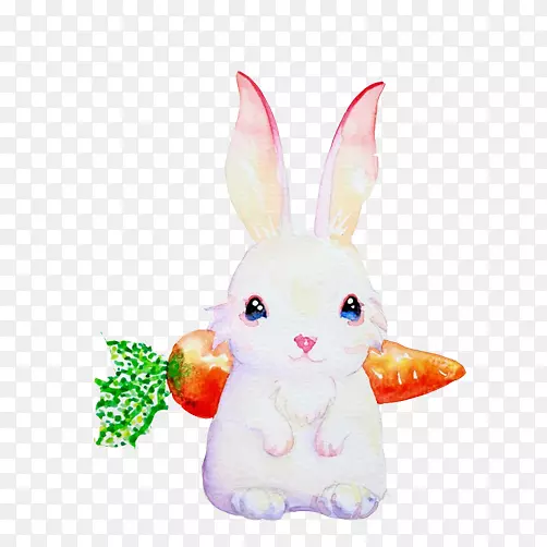 欧洲兔画-兔背胡萝卜创意形象