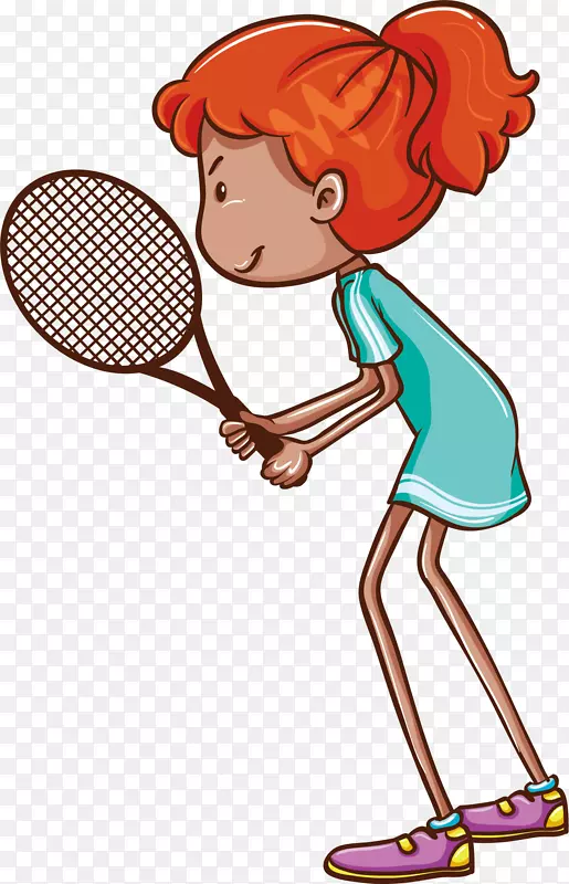 网球运动员绘画插图-体育羽毛球