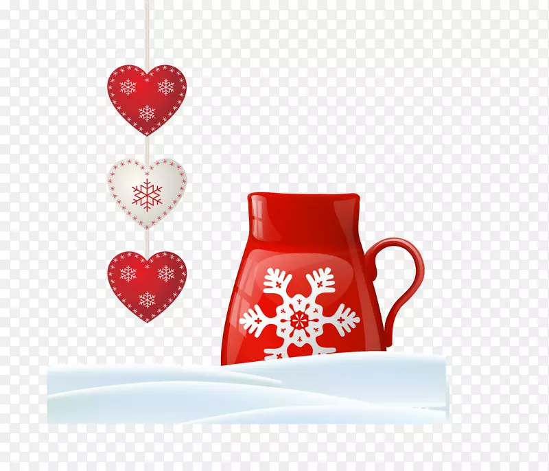 咖啡杯心爱情人节咖啡厅-精致的爱情饰品和雪花单壶载体