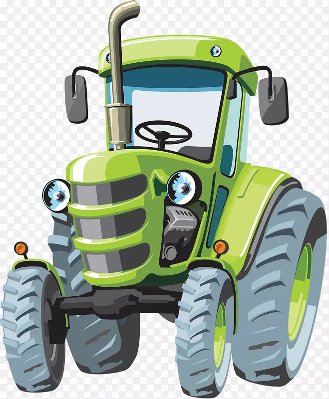 约翰迪尔拖拉机卡通农业-绿色拖拉机