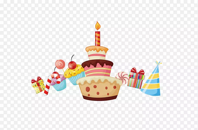 生日蛋糕卡通-生日蛋糕和礼品盒