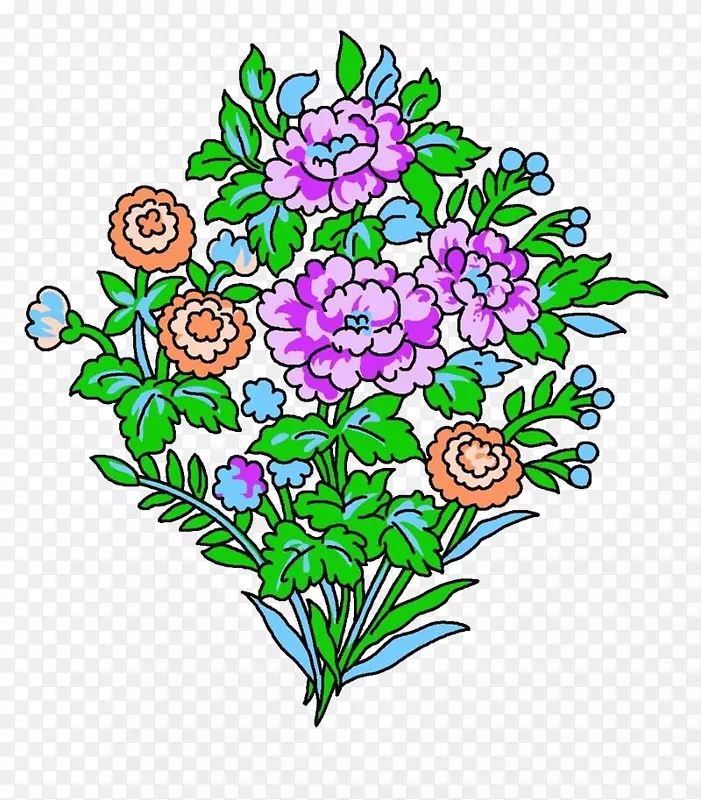 花卉设计花束紫色插图菊花