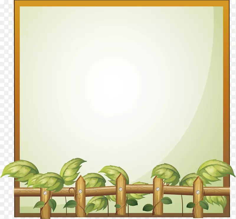 植物藤画框剪贴画.木制栅栏留言板