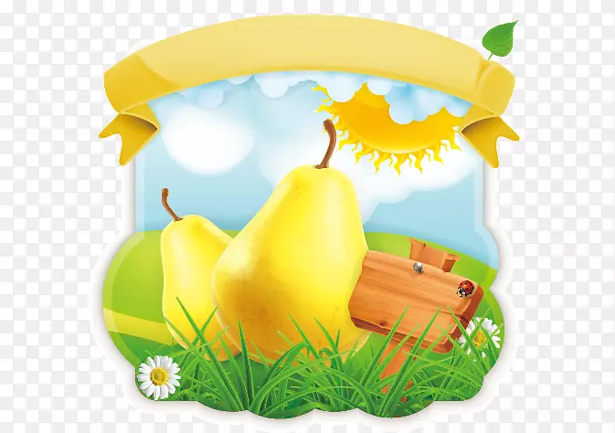 果汁香蕉插图-鲜梨产品标签载体材料
