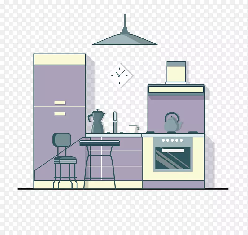 冰箱厨房客厅卧室排气罩紫色卡通创意冰箱