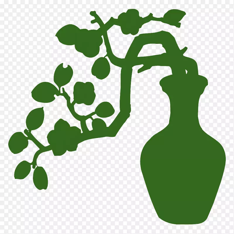 剪影花瓶剪贴画-桃绿色花瓶剪影