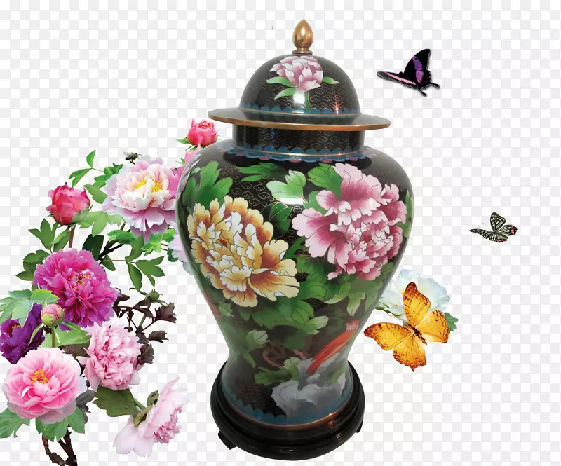 花束花园玫瑰-牡丹花瓶