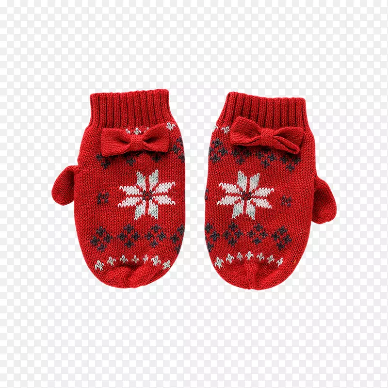 拖鞋手套儿童免费-雪片红色儿童手套