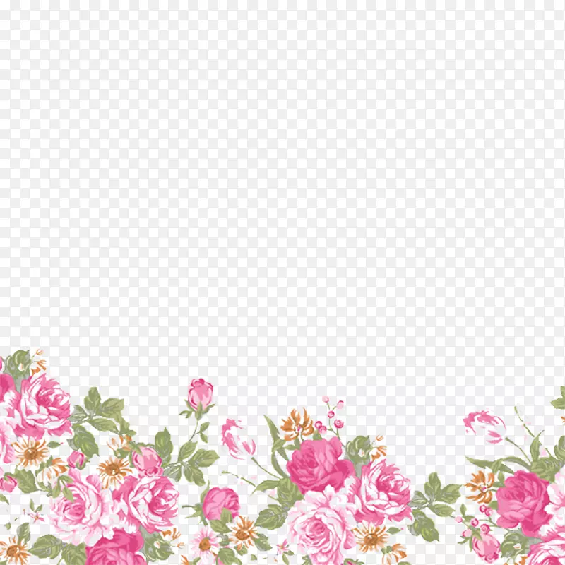 花卉设计-婚礼剪贴画-手绘玫瑰边框