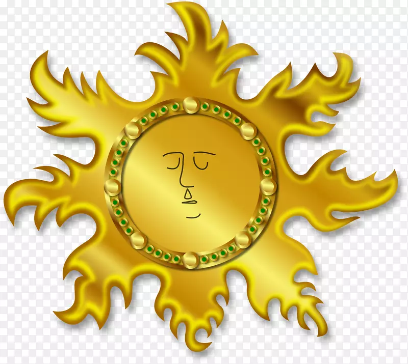 太阳月亮剪贴画-金色太阳卡通脸装饰