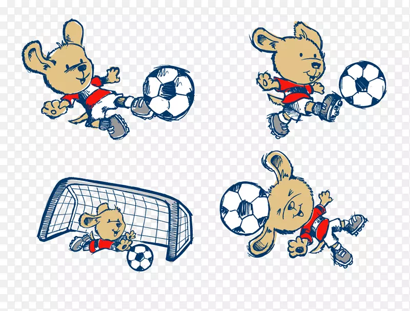 绘画卡通片艺术-小熊踢足球