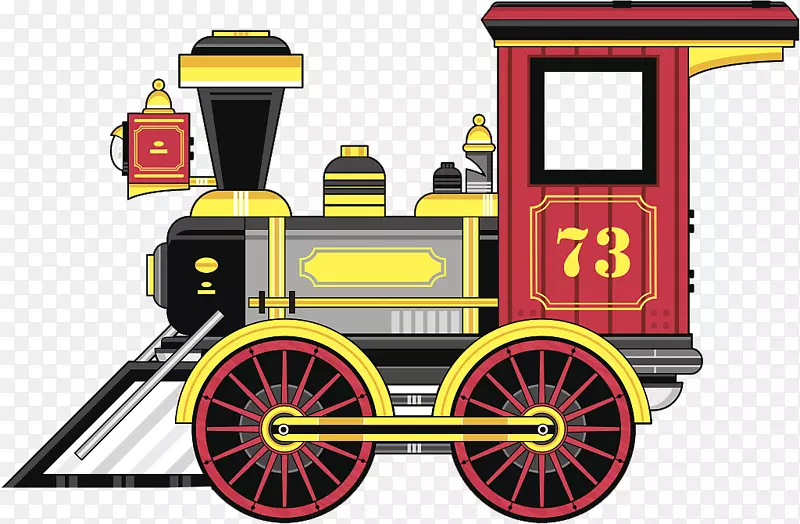 铁路运输蒸汽机车夹艺术.带装饰插图的蒸汽旧列车