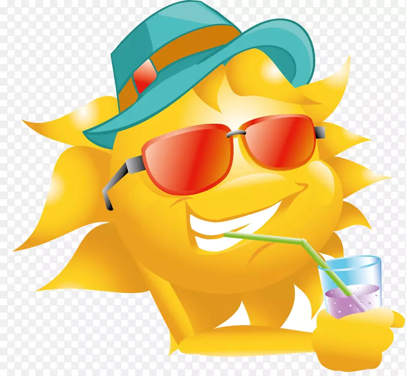 太阳帽草帽夹艺术阳光果汁饮料
