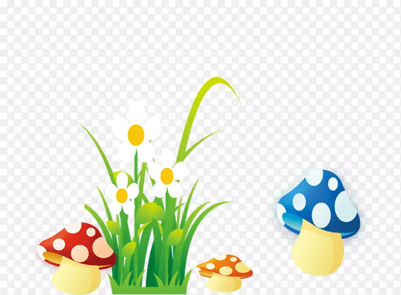 蘑菇画花-卡通植物