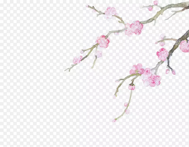 水彩画插图-粉红色桃花手绘花瓣可自由挑选图像