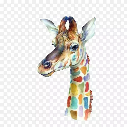 长颈鹿帆布印刷版画头像创意长颈鹿铅颜色