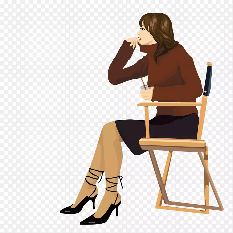 椅子上的女人-一个坐在椅子上，穿着毛衣的女人