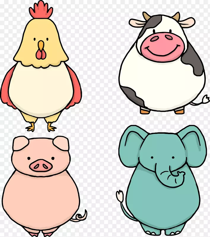 牛家猪剪贴画卡通猪和大象