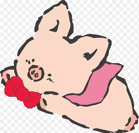 狗夹艺术-粉红卡通猪