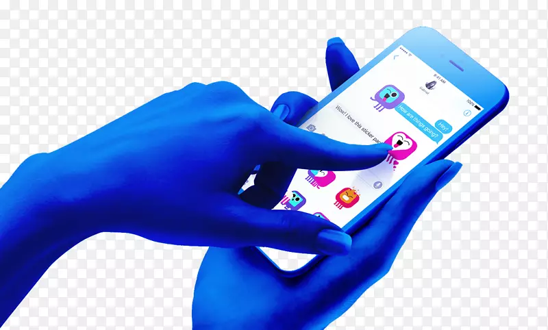 徽标图形设计插画-蓝色手持手机