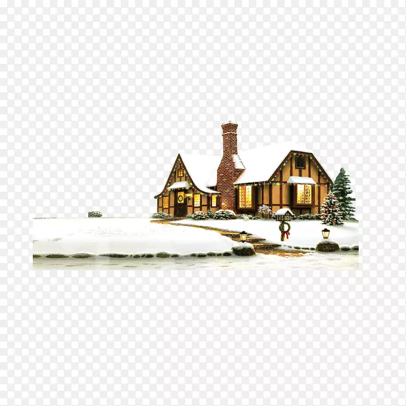 免费彩绘圣诞冬日雪屋