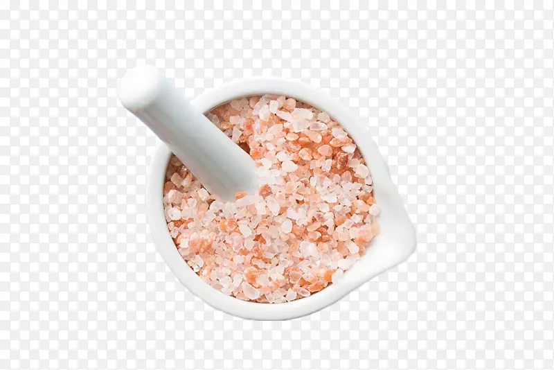 喜马拉雅山Khewra盐矿-喜马拉雅盐-白瓷碗中的厚盐