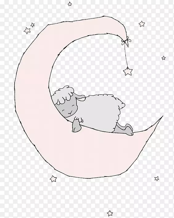 梦羊睡独角兽-睡在月亮上的羊