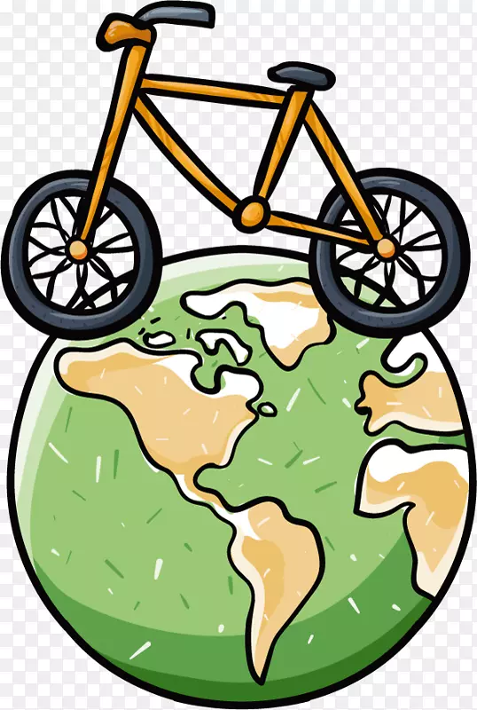低碳经济剪辑艺术-绿色低碳旅行自行车地球