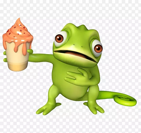 冰淇淋卡通摄影插图-青蛙拿冰淇淋