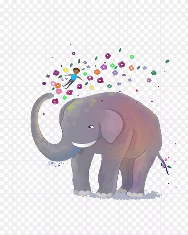 非洲象印度象水彩画插图水彩可爱象
