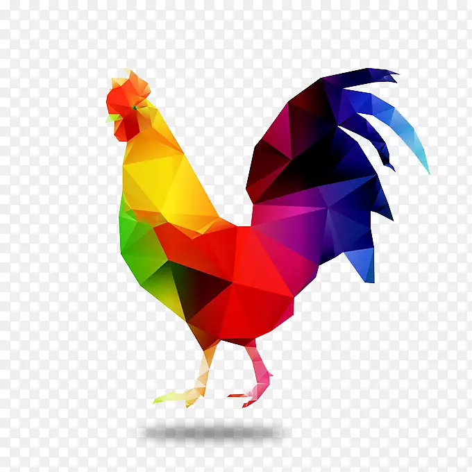 鸡公鸡-免费剪贴画-彩色胶片鸡，图标，节日公鸡