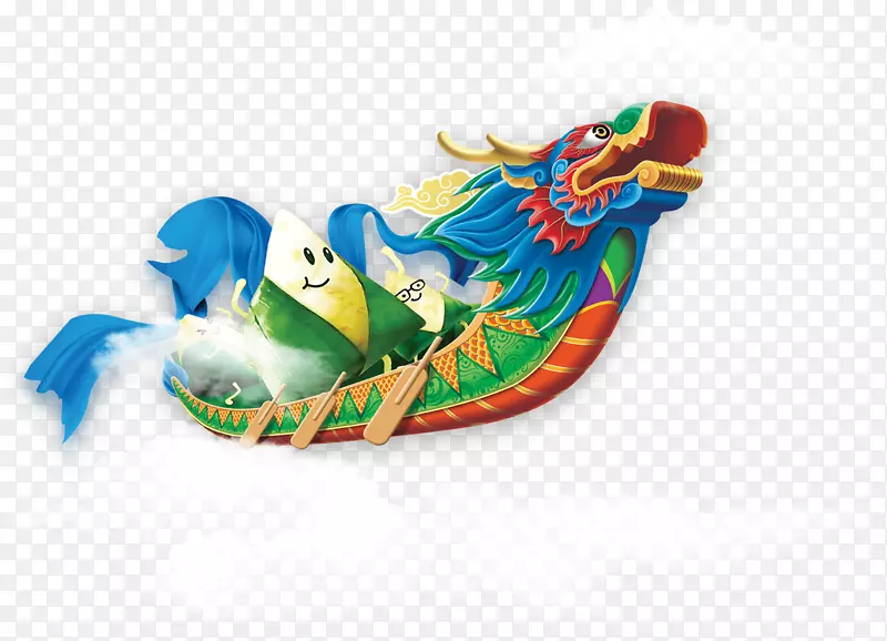 宗子端午节-传统节日-卡通饺子在插图中标明龙舟云。