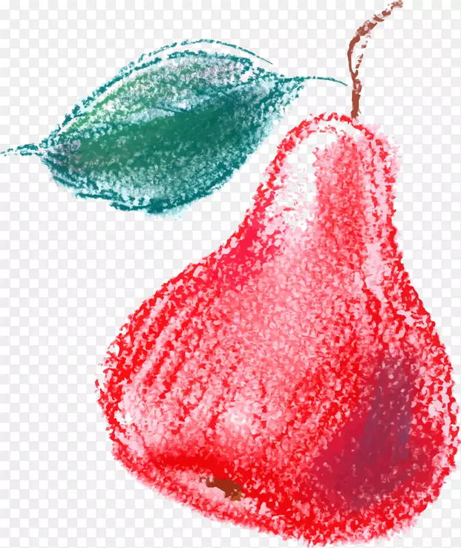 水果梨标志插图-手绘红梨