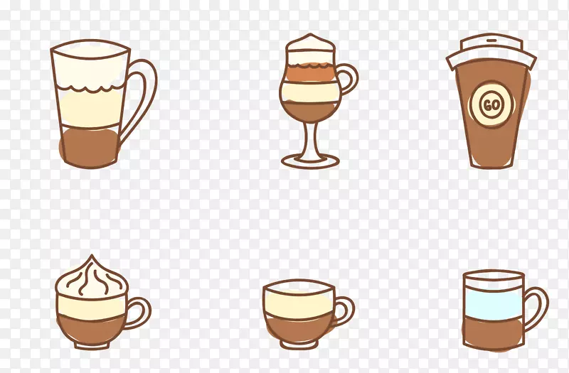 咖啡杯浓缩咖啡拿铁咖啡饮料杯漆成图标